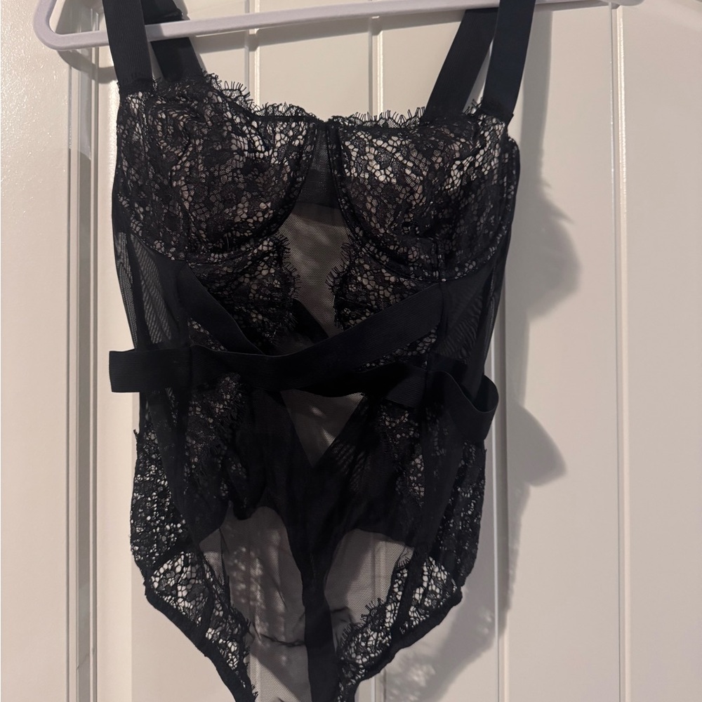 Victoria's Secret Black Lace Bodysuit